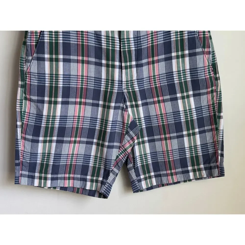 J. Crew Cotton Plaid Mid-Rise Flat Front Chino Short 9
